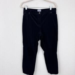 Pure Collection Womens Velvet Straight Pants Size 12 Short Winter Casual Black